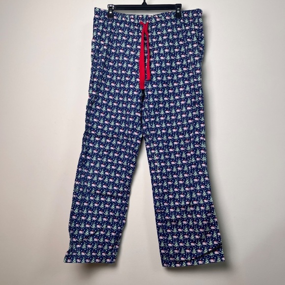 Vineyard Vines Christmas Lounge Sleep Pants Men's Medium Blue Santa Whale Trees - Picture 7 of 8